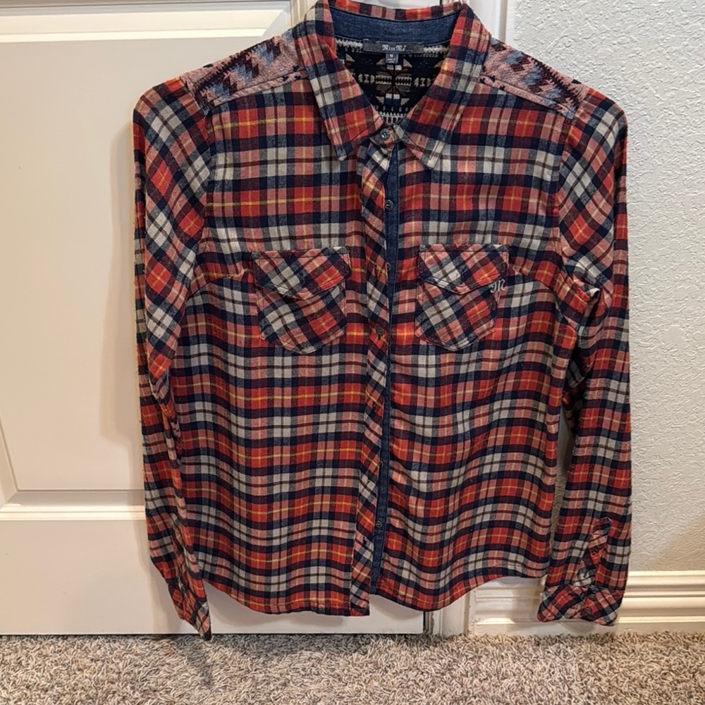 Miss Me Women’s Plaid Shirt - EXCELLENT CONDITION Red and Blue